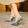Spring  Brand Women Slingback Sandals Pointed Toe Slip On Thin High Heel Ladies Elegant Pumps Shoes Drss Sandals