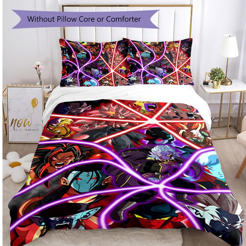 Dragon Ball Pattern Printed 3PCS Bedding Set, Soft Skin-Friendly Washable Duvet Cover & Pillowcases Set