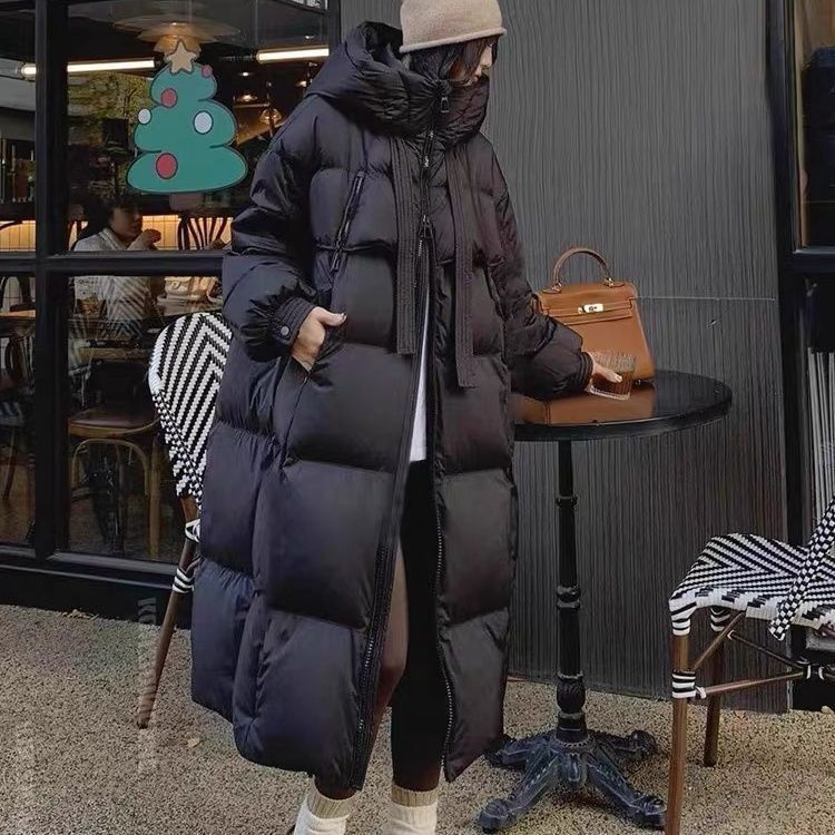 Пуховик с хлопковой подкладкой, толстый и свободный, корейский, длинный, зимний, с хлопковой подкладкой, длиной до колен