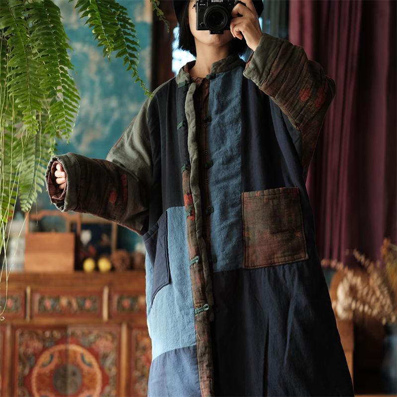 Johnature Женские зимние винтажные парки с длинными рукавами и пуговицами, хлопковые зимние пальто, женские парки в китайском стиле