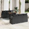 7-Piece Garden Sofa Set with Cushions Black Poly Rattan, 2-Seater Garden Sofa with Storage & Cushions 3358396