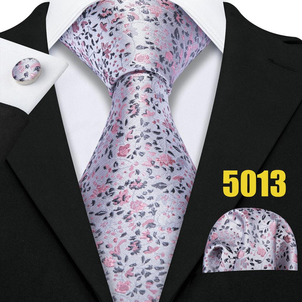 Barry.Wang Цветочные галстуки для мужчин, носовой платок, набор запонок, свадебный формальный набор галстуков