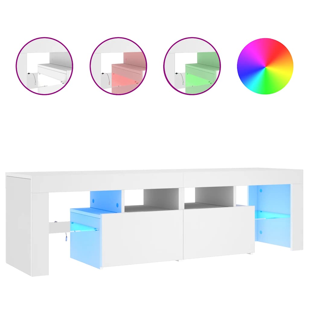 TV Cabinet with LED Lighting White 140 x 36.5 x 40 cm