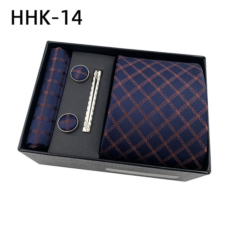 Men'S Tie Square Cuff Tie Clip Gift Box Set Business Casual Tie Black Gift Box