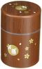 Tatsumiya Small Round Tea Caddy with Wood Grain Stamp Rabbit Design (56897)