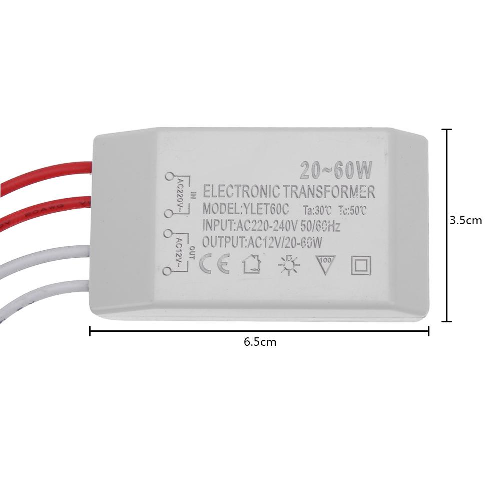 Электронный трансформатор AC 220V в AC 12V 20-60W Преобразователь напряжения Электронный трансформатор для галогенного света Блок питания Драйвер Адаптер