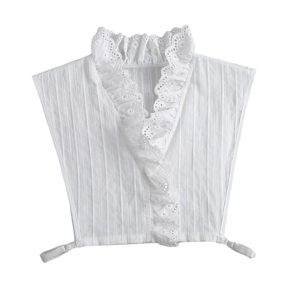 Мода 2023 года, белый искусственный воротник спереди для женщин, съемный воротник-стойка, винтажная кружевная женская блузка с воротником-стойкой для девочек