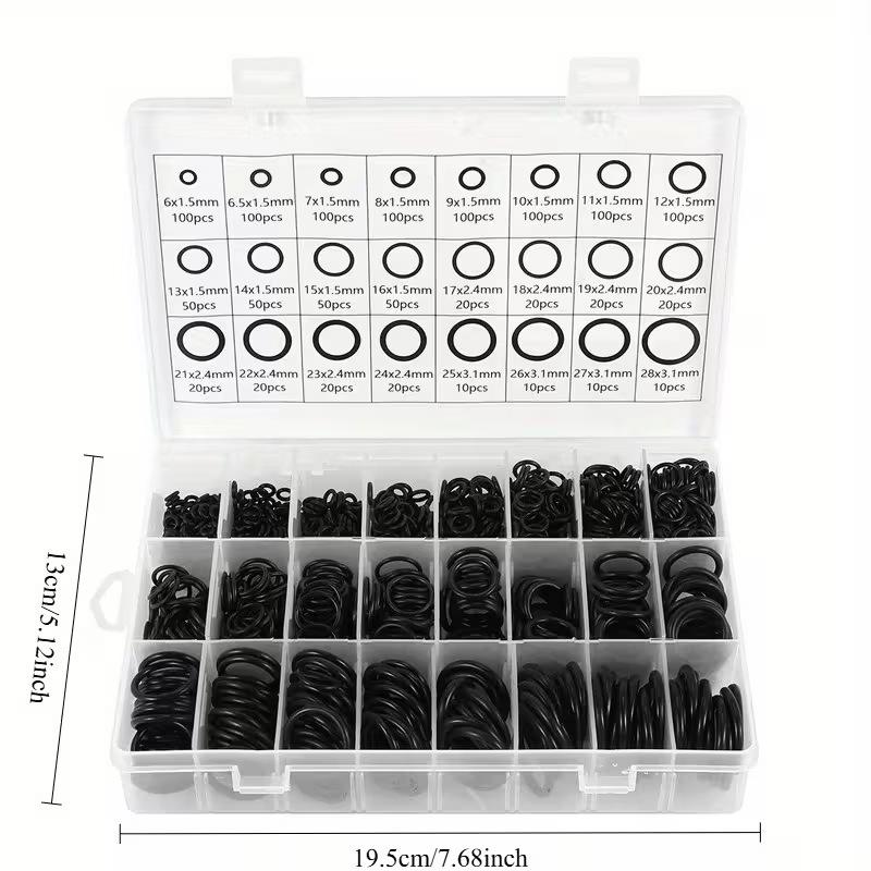 Набор из 1200 резиновых уплотнительных колец (O-ring) из нитрила: Водонепроницаемые, износостойкие силиконовые кольца