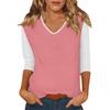 Женский повседневный модный сексуальный удобный топ с V-образным вырезом, цветной вставкой и рукавом три четверти