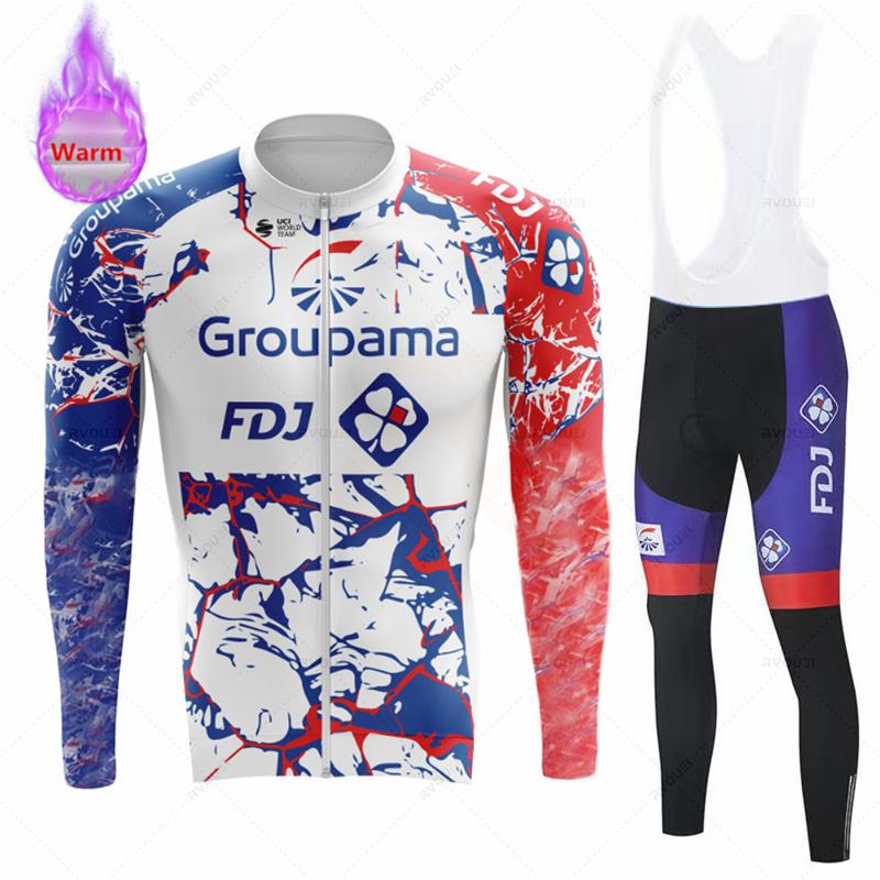 2025 Fdj Winter Thermal Fleece Cycling Jersey Set Sports Team Bike Suit Mountian Bicycle Clothing Ropa Ciclismo Invierno Hombre
