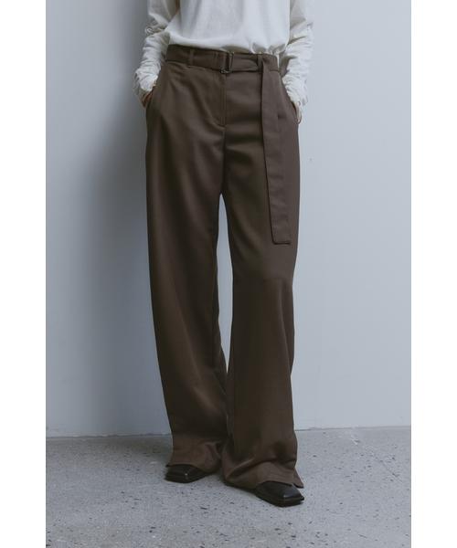 YOUTH Button Detail Structured Pants-Brown
