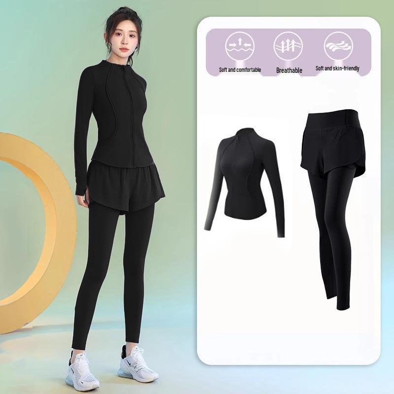 Женский комплект для похудения 2025 года для утренней пробежки и йоги - Фитнес-одежда с длинным рукавом и быстрой сушкой