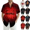Men's Fashion Casual Loose Halloween Printed Short Sleeve Shirt