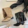 High Heels Long Boots for Women Chunky Knee High Shoes Winter 2025 Pumps New Trend Chelsea Boots Walking Goth Mujer De Botas