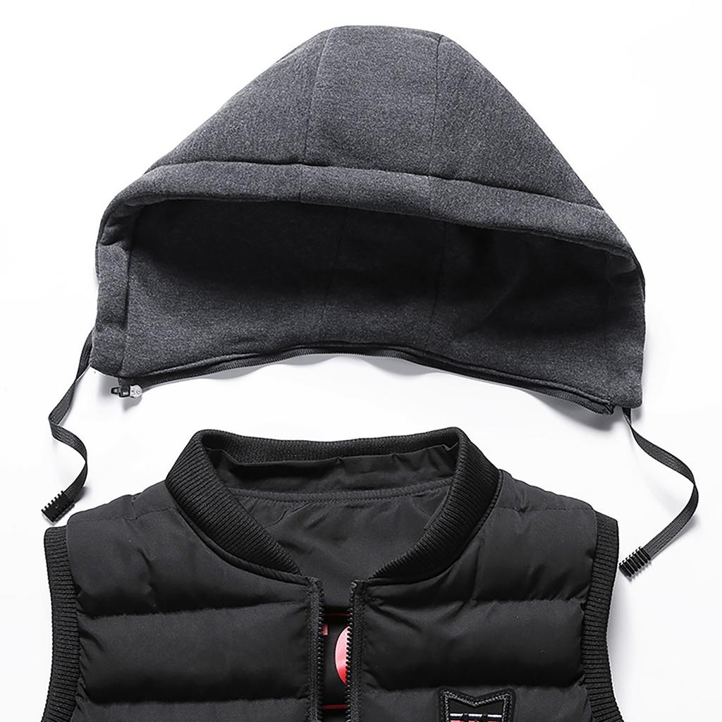 Мужская Зимняя Мода Воротник-стойка Жилет Жилет Куртка Топ Пальто С капюшоном