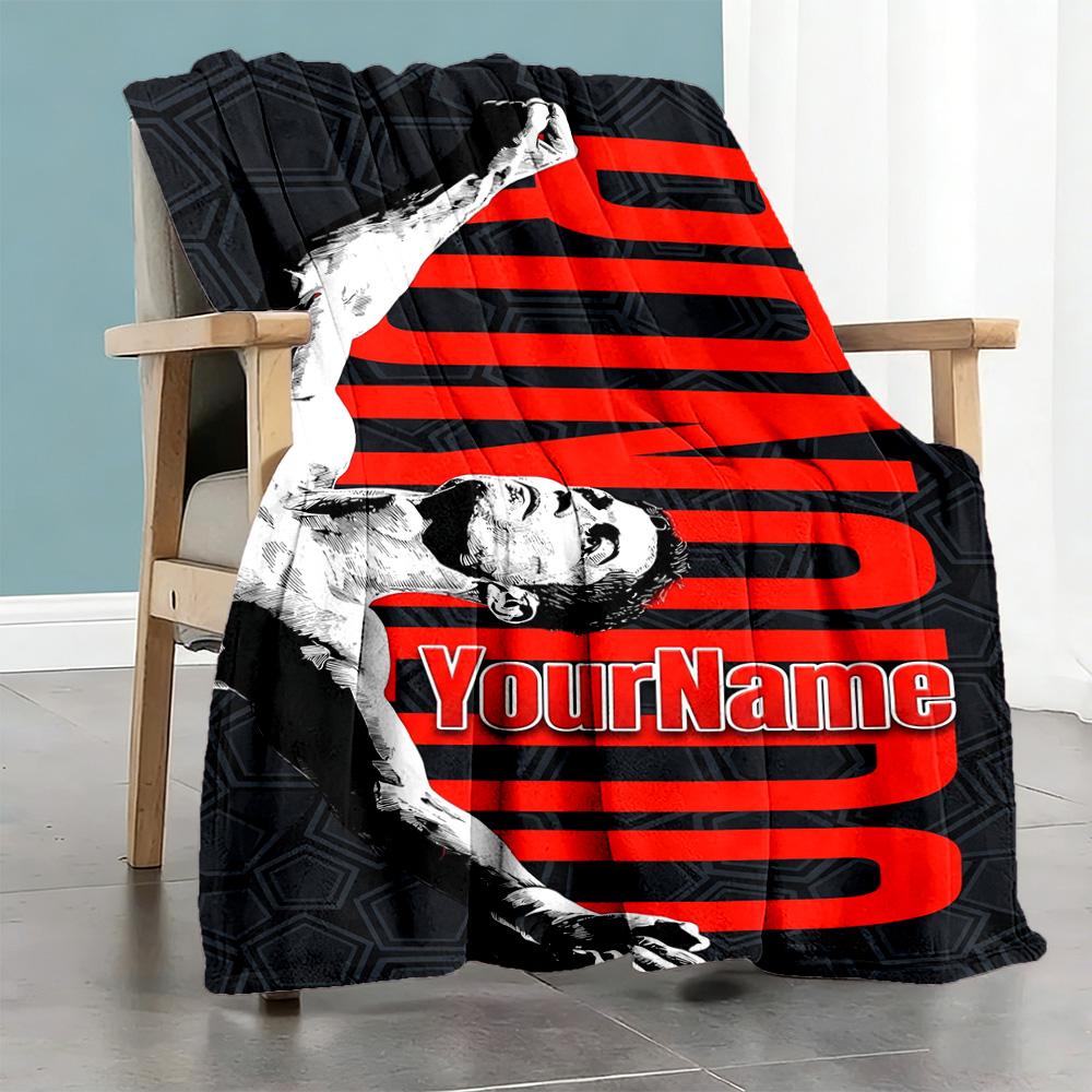 Messi 374 Personalized Name Blanket Gift Customizable Blanket Durable Comfort Throw For Chair Bedding Nap Livingroom All-Season Use
