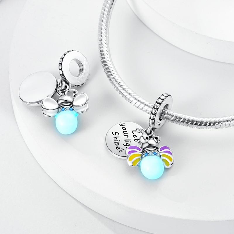 2023 Подвески-бусины из серебра 925 пробы Кот Светлячок Бабочка Дружба Висячие Подходят Браслету Ювелирные Изделия Своими Руками