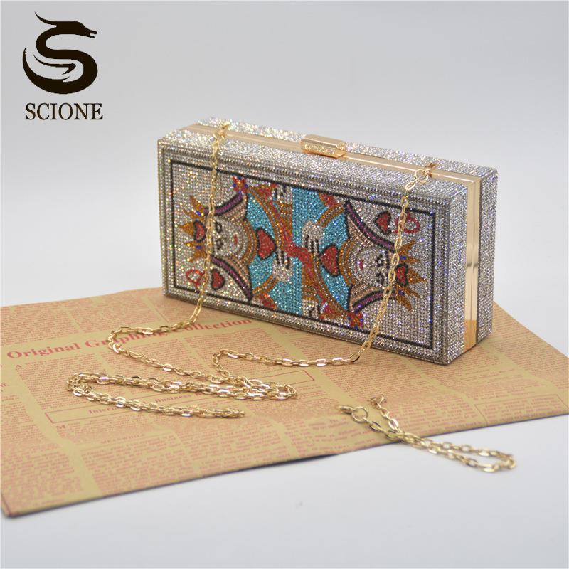 Популярные игральные карты, красный персик Q, резиновая сумка для ужина с бриллиантами, модный банкетный клатч, цепочка, маленькая квадратная сумка