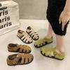 French Vintage Woven Baotou Sandals Women's Fashion 2025 Summer Fairy Wind Flat Bottom Pregnant Woman Roman Sandals Tide
