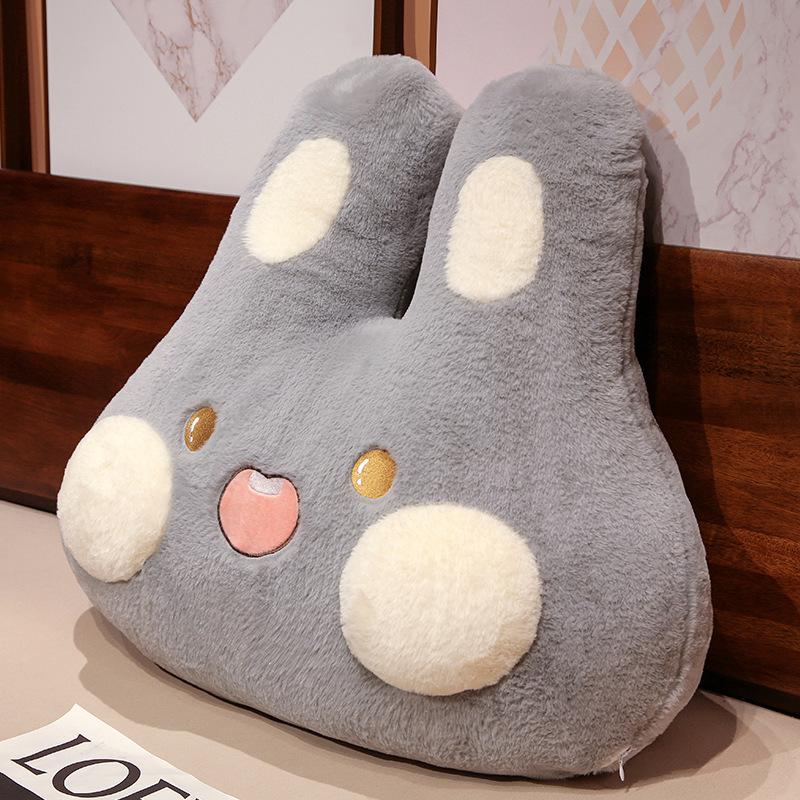 Furry Plush Rabbit Pillow Cute Simulation Bunny Soft Doll Warm Pillow Back Cushion Home Decoration Kids Toys Birthday Gift