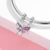 Pendants Butterfly Pink Zircon New Silver -Color Bead Fit Charm Original European Bracelet Charms For Jewelry Making