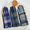 Японские клетчатые шерстяные перчатки, студентки, сенсорный экран с разделением пальцев, ворсистые утолщенные термоперчатки