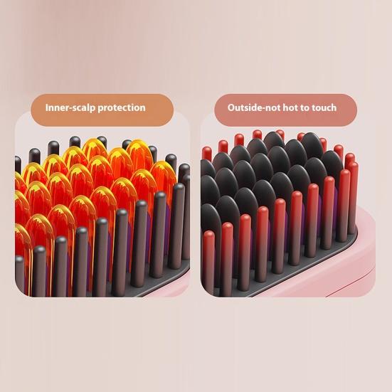 Беспроводной выпрямитель для волос Щетка 3 температурных режима Регулируемый светодиодный дисплей Быстрый нагрев Портативная дорожная электрическая горячая щетка Укладка вьющихся волос