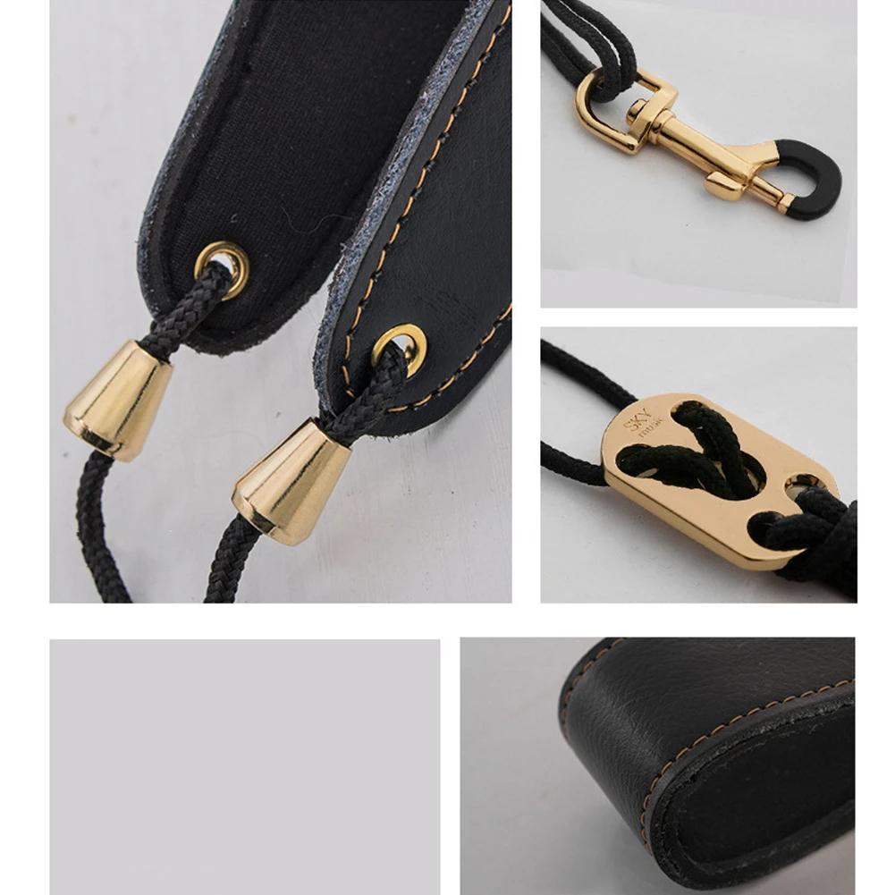 Leather Saxophone Strap Saxophone Lanyard Neck Strap Protection Neck for Soprano Tenor Alto Baritone Sax Musical Instrument