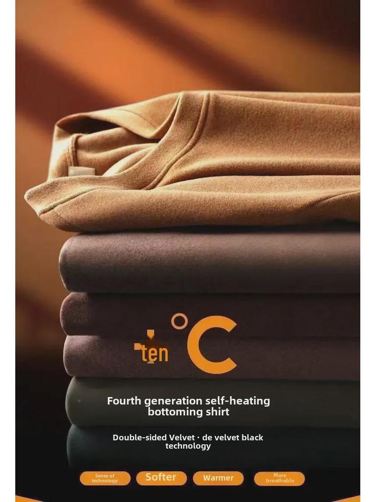 Мужская бархатная футболка с круглым вырезом и длинными рукавами для тепла осенью и зимой