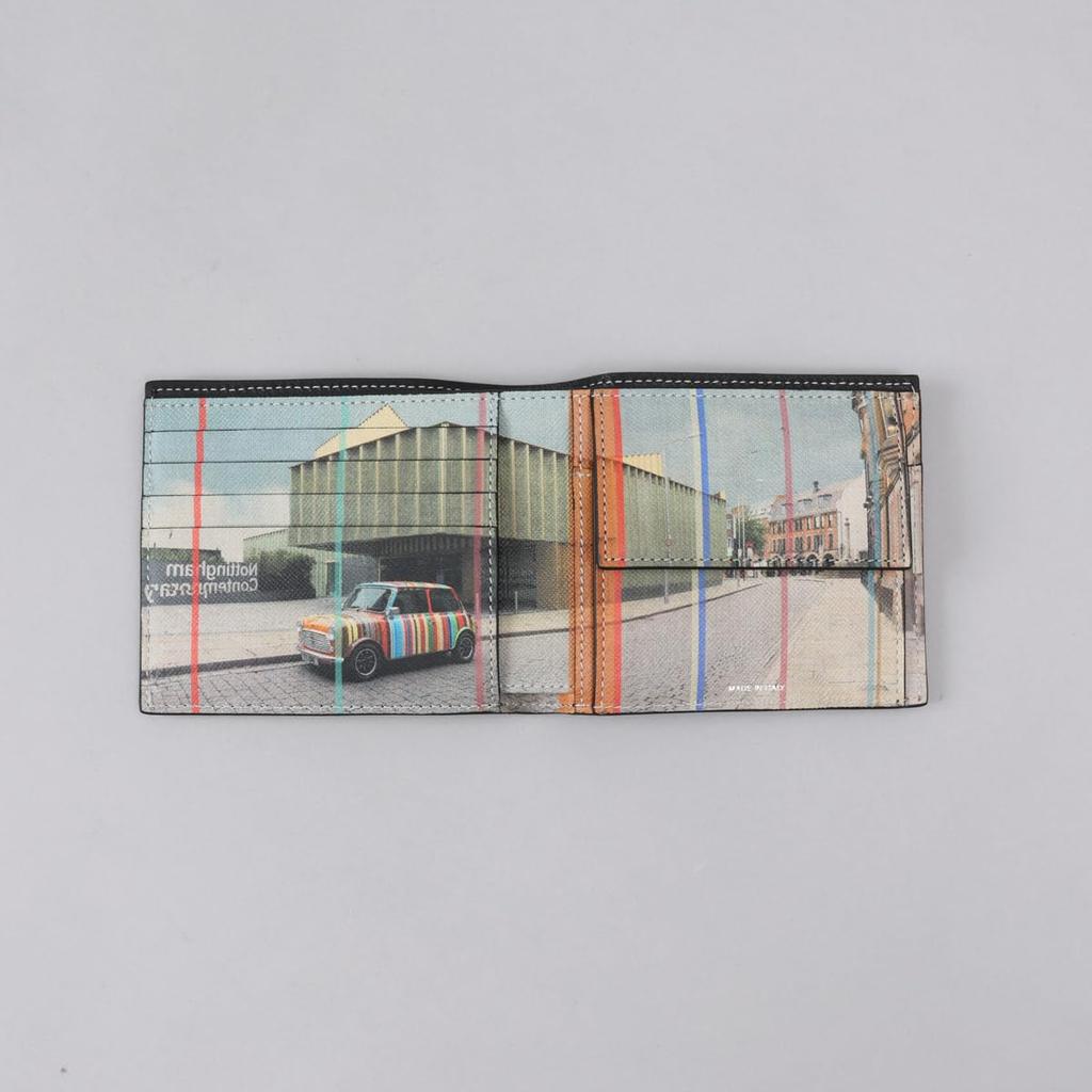 Мужской разноцветный кожаный кошелек Paul Smith с принтом 79 LMINNC, бифолд (M1A4833)