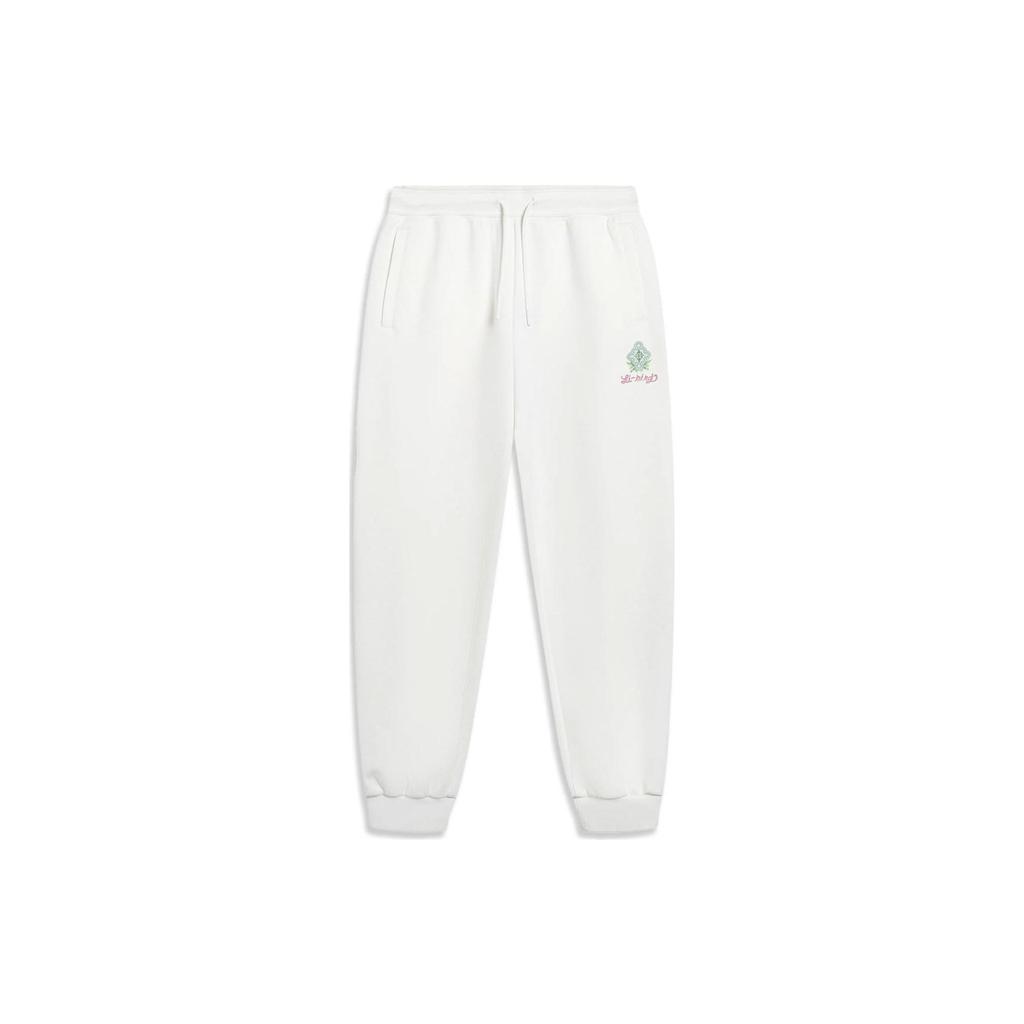 Li Ning Chinese Culture Series Pattern Printed Cuffed Sweatpants Women Pants Off-White AKLT412-3