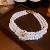 Vintage Rhinestone & Faux Pearl Multi-Layer Choker Necklace for Women
