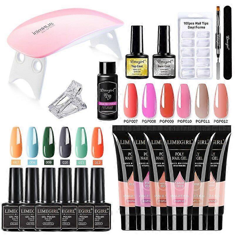 Manicure Set for Nail Extensions Gel Nail Polish Set Soak Off UV LED Lamp Dryer Nail Set B