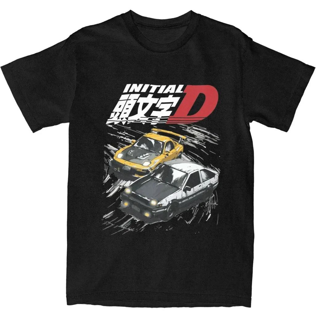 Initial D Merch Tandems AE86 Vs FD Rx-7 Shirt Men Women's 100% Cotton Fashion Drift Racing Car T-shirt Short Sleeve Clothes