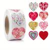 1000pcs/2roll Sparkling Glitter Heart Stickers - 1 Inch Adorable Designs for Love Labels, Heartfelt Decorations On Envelopes, Gift