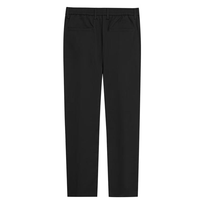 DANCING WOLVES [Easy-Care] Tapered Pants with Elastic Waistband, Nine-Tenths Length Men's Casual Trousers, 001 Black, Size 50/M