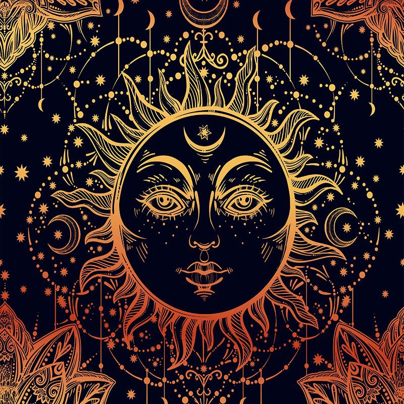 Домашний декор Гостиная Спальня Гобелен Красивый закат Солнце Луна Мандала Настенный гобелен