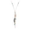 [Q0942] - Designer Long Necklace 'Boho' Turquoise Gold - 65 Cm - Pattern 21 Cm
