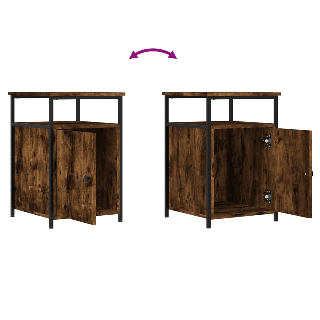 Nightstand Smoked Oak Finish 40 x 42 x 60 cm Engineered Wood