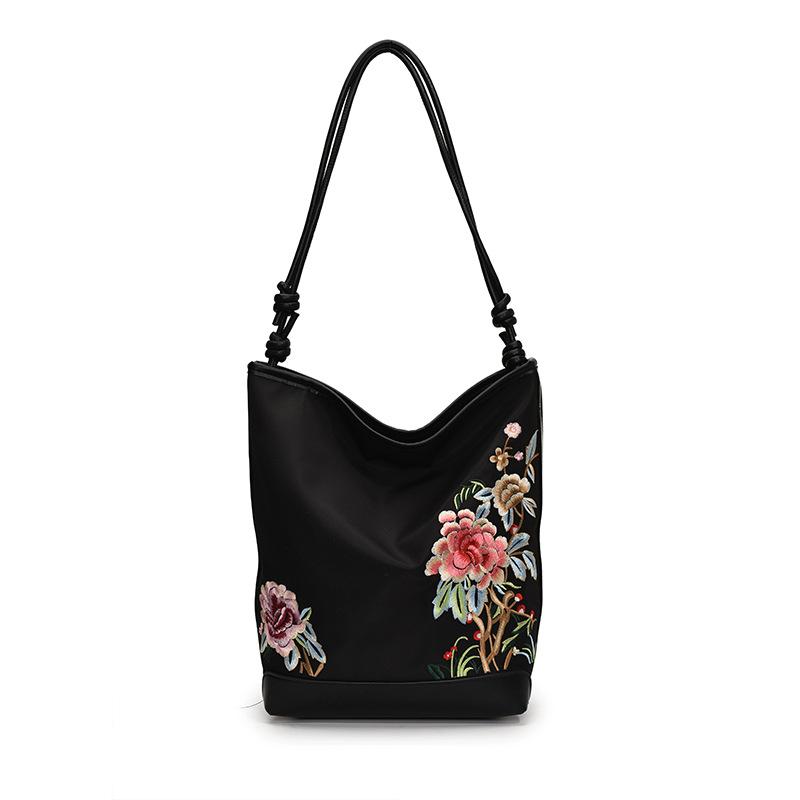 Сумка-шоппер, Сумка с вышивкой в виде цветов, Сумка-тоут на одно плечо для женщин среднего возраста, Сумка на одно плечо