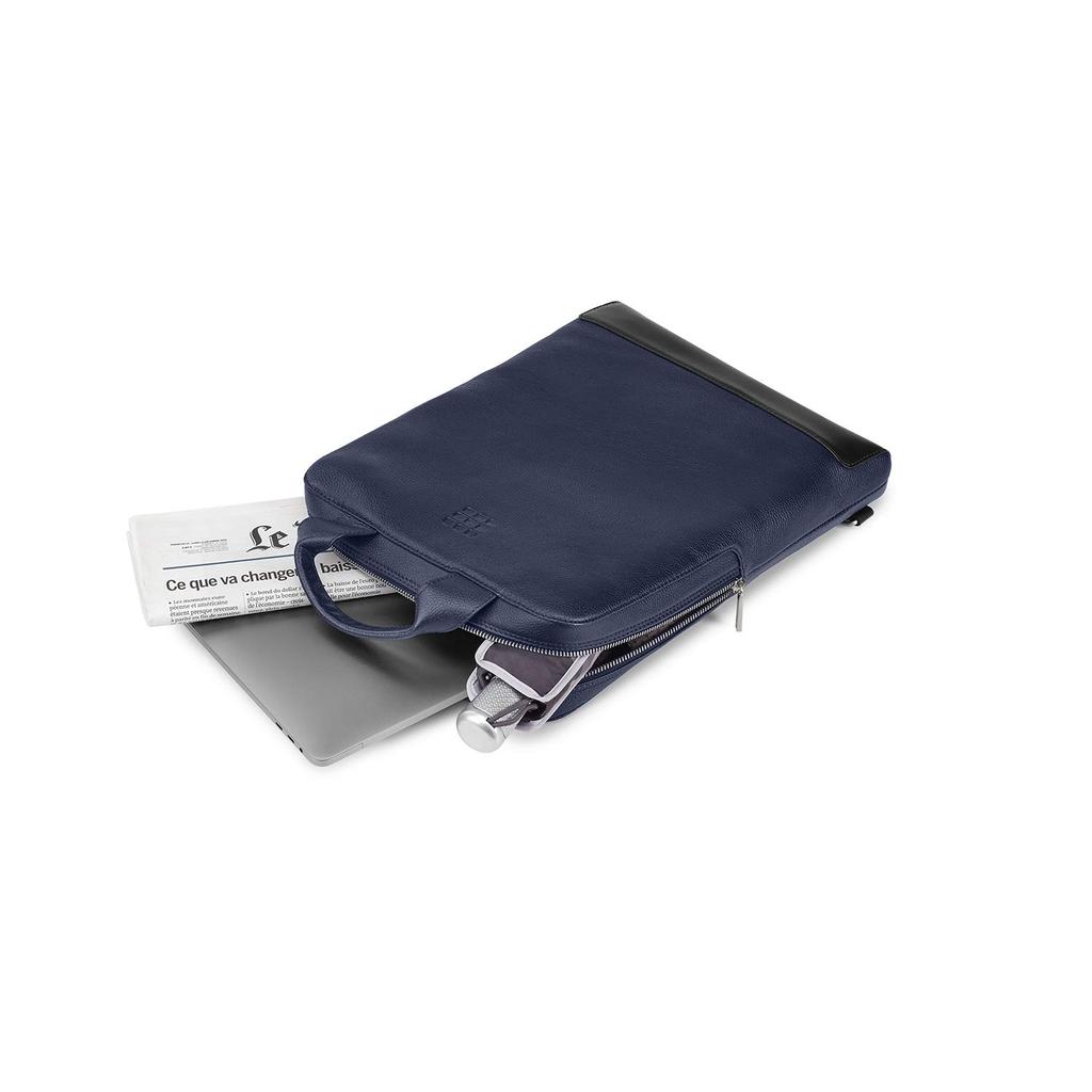 Кожаный бизнес-рюкзак Moleskine Classic с отделением для 15-дюймового ноутбука, вертикальный дизайн, сапфирово-синий