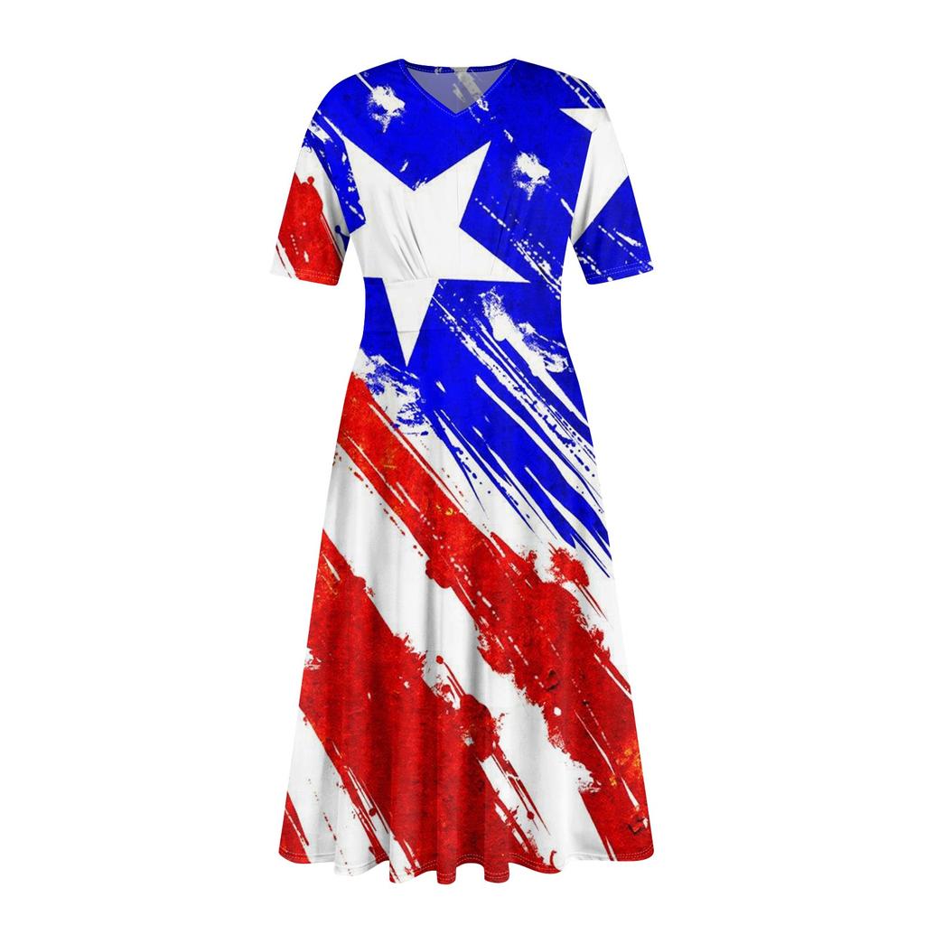 Женское повседневное модное платье с v-образным вырезом и коротким рукавом на талии, длинное свободное платье