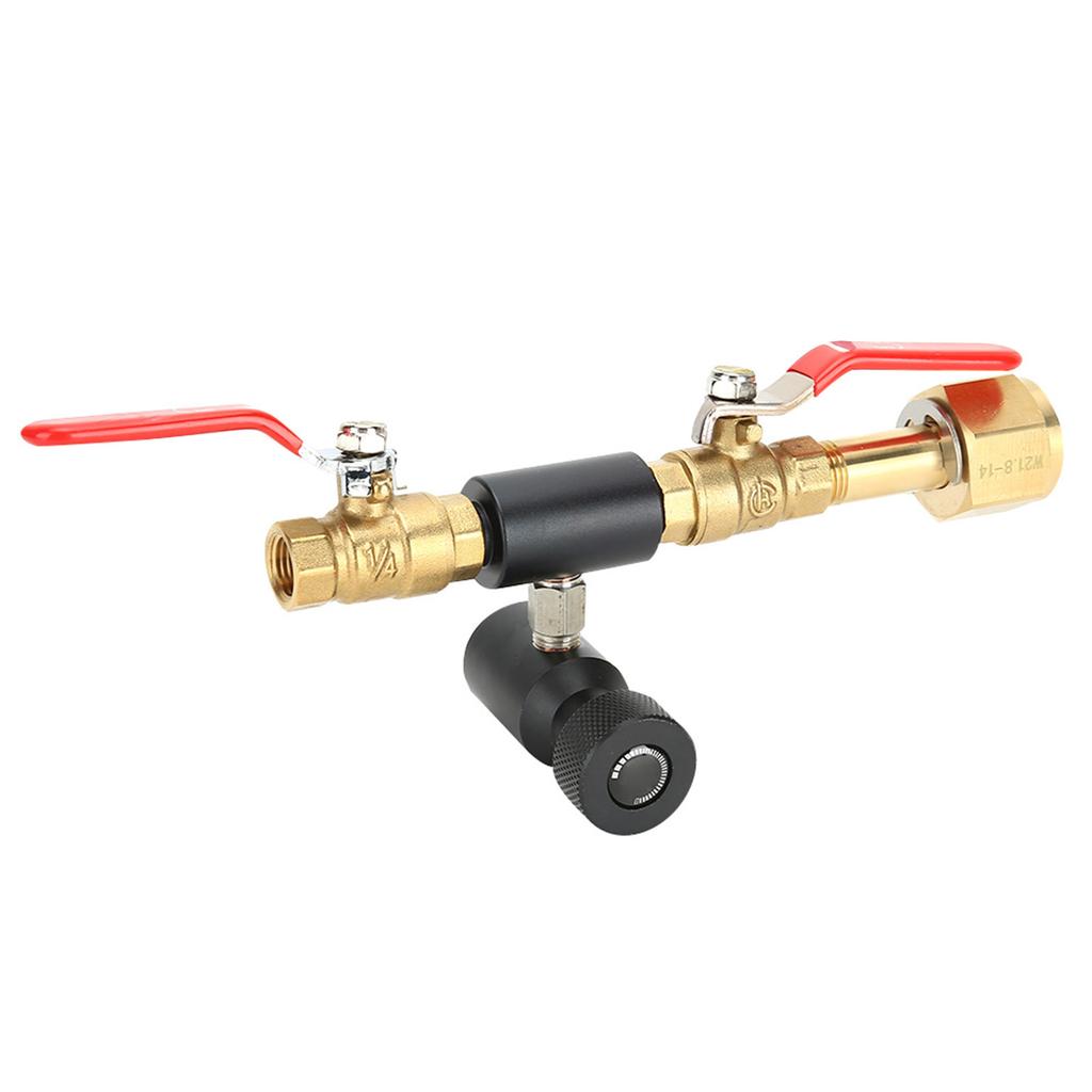 CO2 Cylinder Filling Adapter Double Valve CGA320 with Soda Black Valve ASA for SodaStream