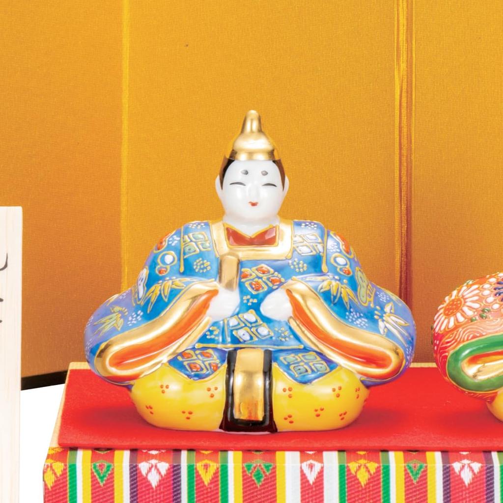 Kutani Ware Iwataya 3 Hina No. Doll, Blue-green K8-1681