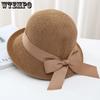 Women's Summer Bow Simple Elegant Casual Breathable Sun Hats Large Brim Versatile Sun Protection Outdoor Bucket Hats