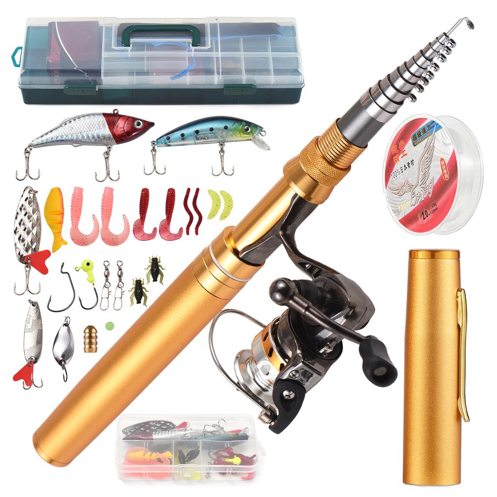 Комбинированные удочки и катушки Телескопическая удочка с комбинированным комплектом спиннинговой катушки Приманки для лески