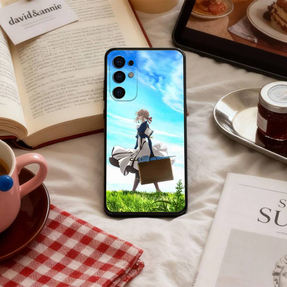 Эстетичный фиолетовый чехол для телефона E-Evergarden для Samsung S 25,24,23,22,30,21,10,9,Ultra,Plus,Lite,FE,4,5 G Мягкий черный чехол