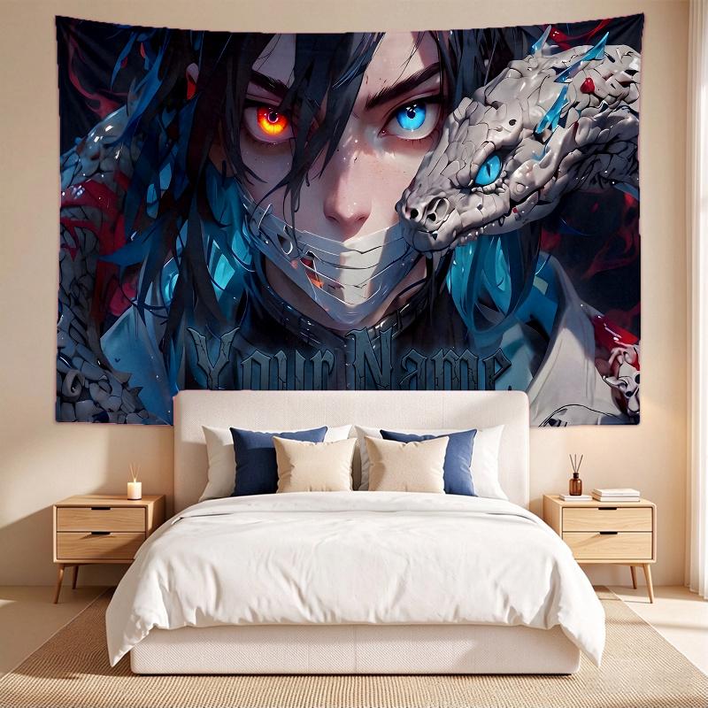 Demon Slayer (1) Custom Name Tapestry Wall Hanging Tapestry Wall Art Decor for Bedroom Living Room
