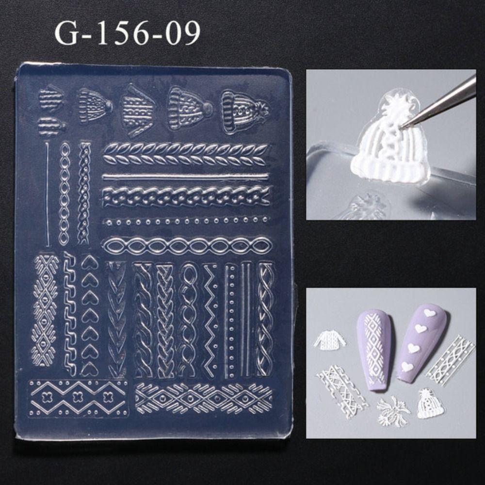 Winter Sweater Nail Carving Manicure Tool Snowflake Relief Mould Hot Gel Stencils for nail diy
