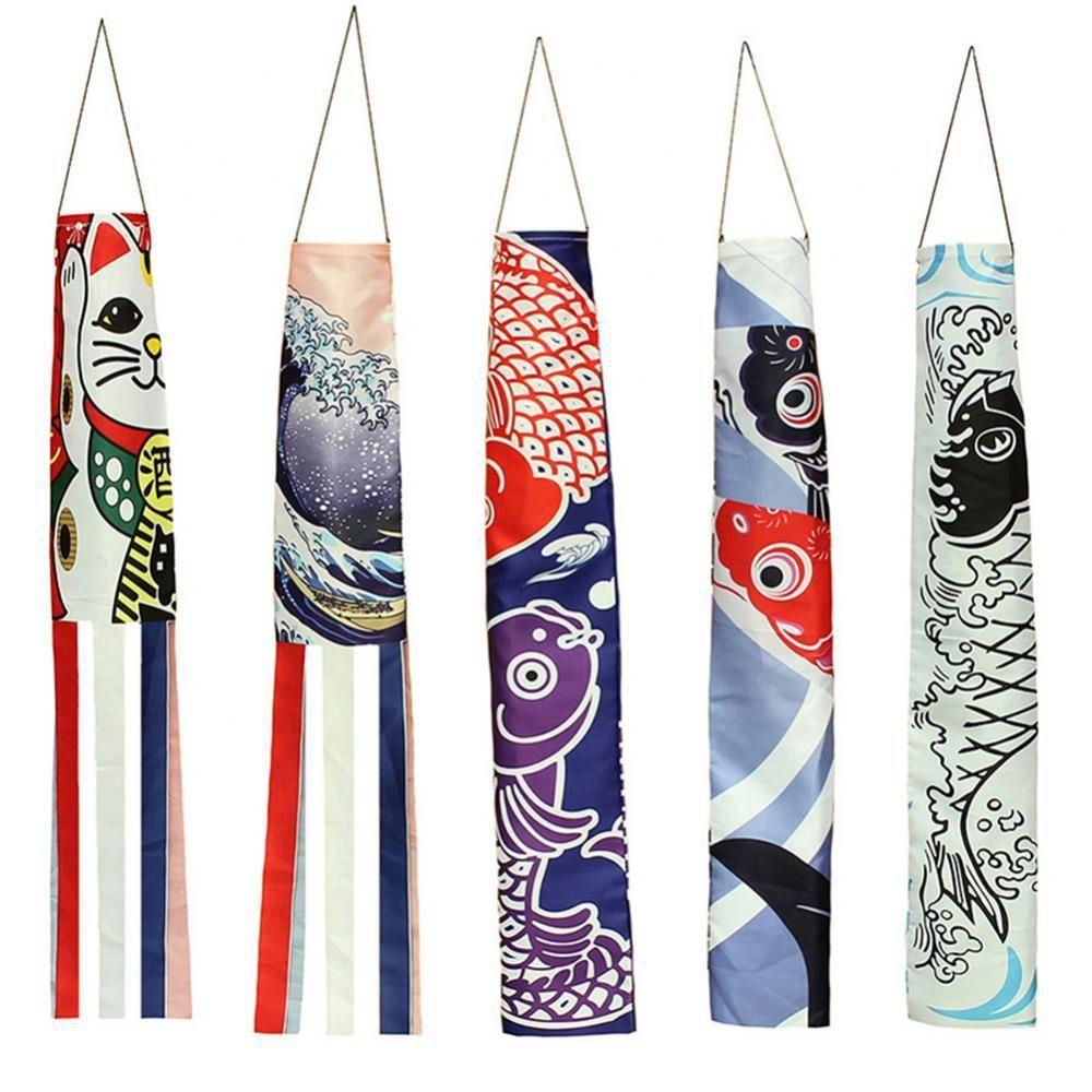 Japanese Style Yard Decor Outdoor Fish Flag Windsock Wind Chimes Hanging Decorations Carp Flag